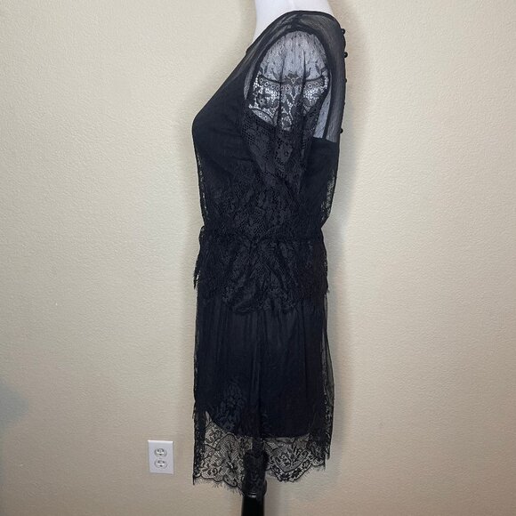 H&M Divided Black Whimsigoth Lace Mini Dress Short Sleeve Size 2 - Picture 5 of 15